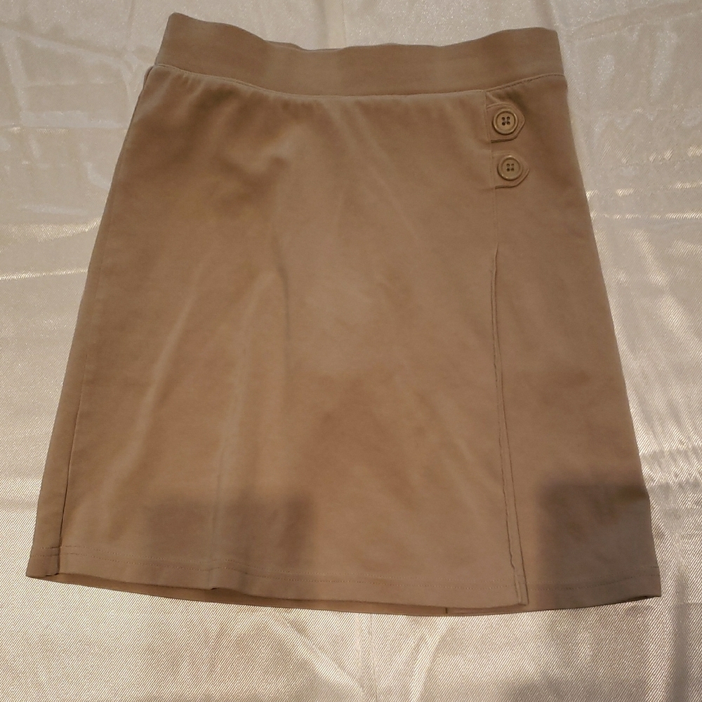 Tan Button-Accent Women's Skirt